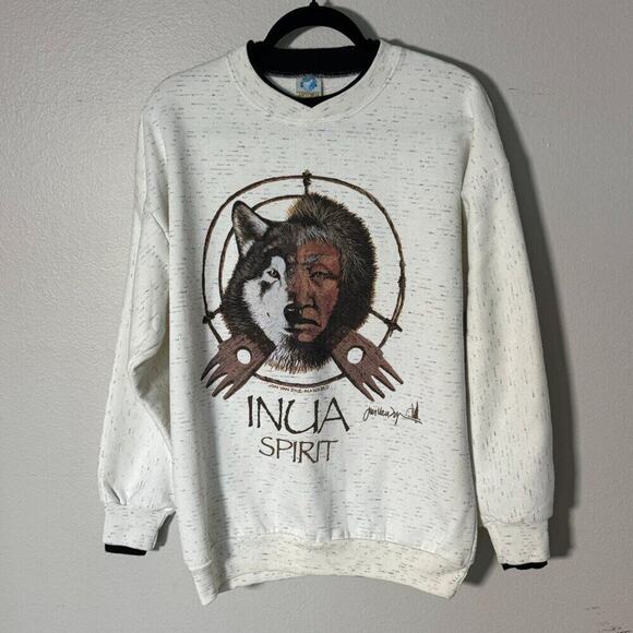 Vintage Arcticwear “Inua Spirit” Alaska Crewneck Sweatshirt Size L Made in USA - Picture 1 of 5